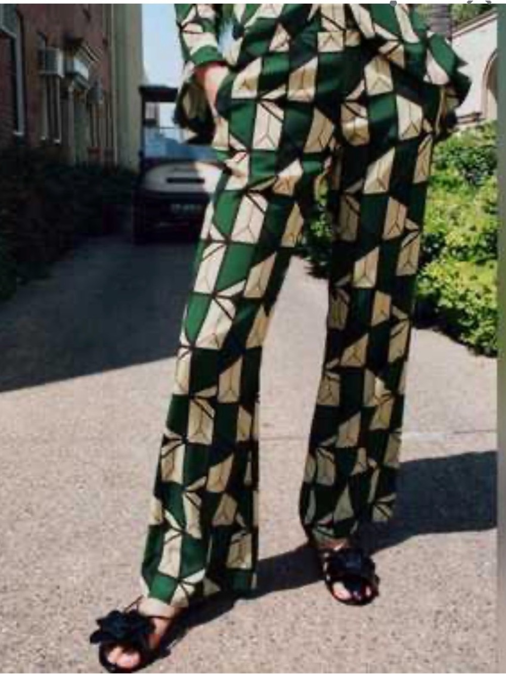 Zara Wide Leg Trousers Geometric Print M